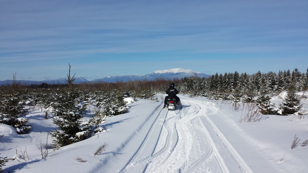 Mt Katahdin view from Jo Mary Riders snowmobile trail